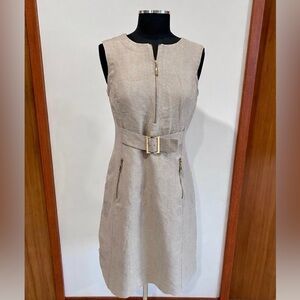 Liz Claiborne 100% Linen Belted Sheath Dress - Size 8